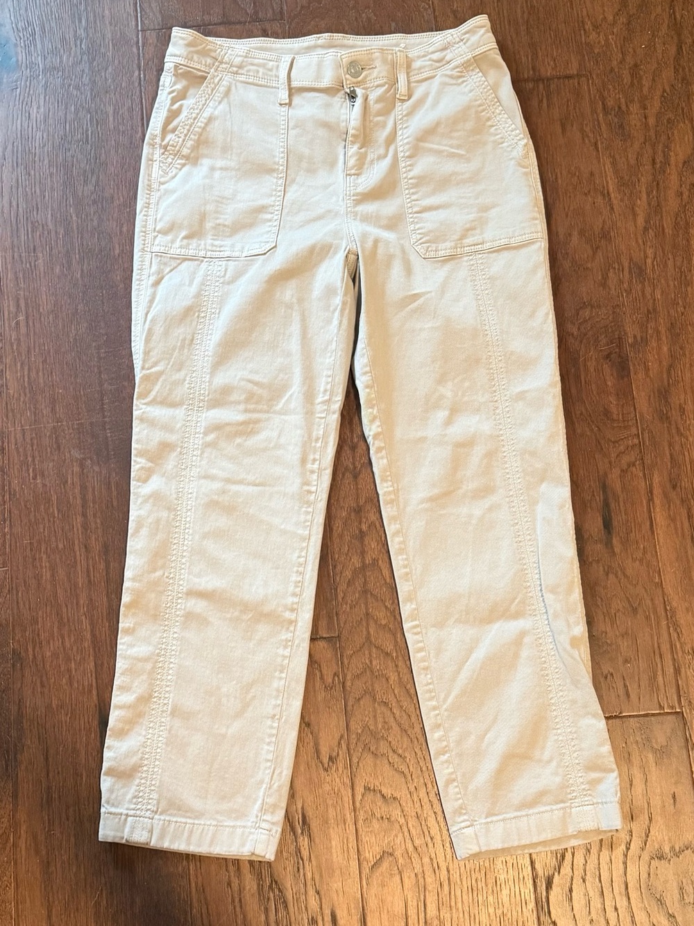 Chico’s Beige Khaki Cropped Stretch Casual Utility Pants 00 Regular (XS)
